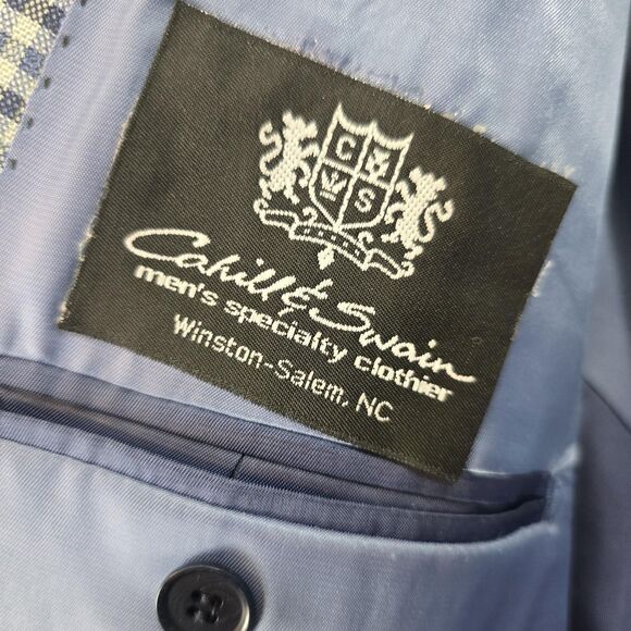 Enzo Tovare Blazer Mens 46R Blue Check Plaid Wool Sport Coat Two Button Lined - Picture 11 of 16